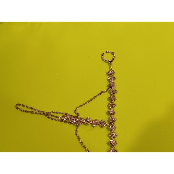 Beautiful  Handmade By Me Clear Fancy Rhinestone Slave bracelet or hand flower - Picture 5 of 8